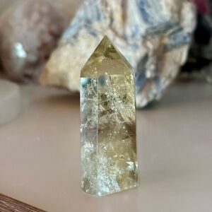Citrine Clear Quartz Tower – Golden Polished Crystal Point